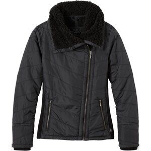 Prana Diva Esla Sherpa Lined Moto Jacket XS Black Water Repellent EUC